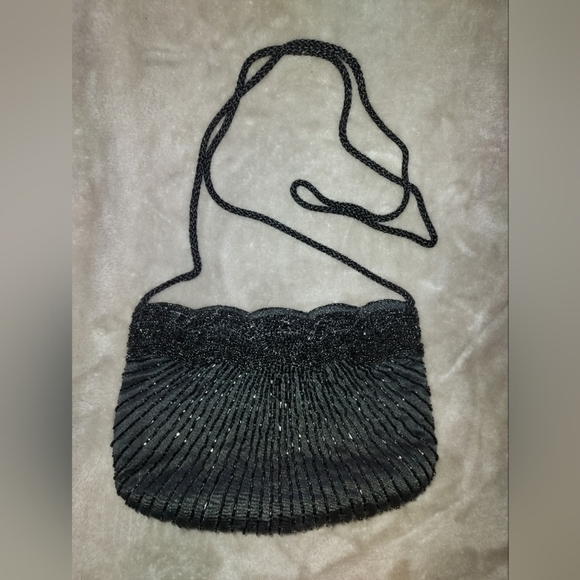 Hasting and Smith black beaded shoulder bag vintage - Picture 6 of 6